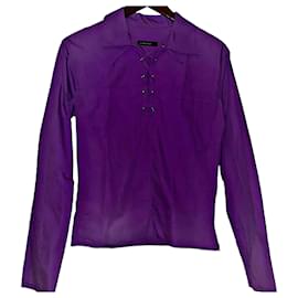 Alexander Mcqueen-Authentic Alexander McQueen 90’s Archive Lace Up Side Zip Men’s Purple Shirt-Purple