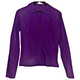 Camicia viola da uomo con lacci e zip laterale, autentica Alexander McQueen degli anni '90. Porpora