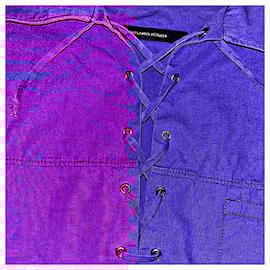 Alexander Mcqueen-Authentic Alexander McQueen 90’s Archive Lace Up Side Zip Men’s Purple Shirt-Purple