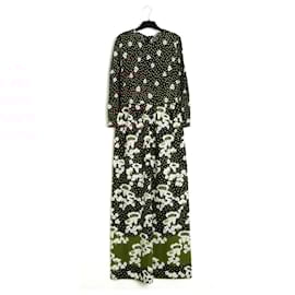 Lanvin-Lanvin 1972 Maxi Dress FR38 Black Cotton Jersey Canvas Mushrooms UK10 US8-Black