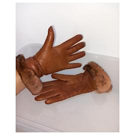 Autre Marque-Genuine leather gloves-Brown