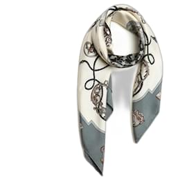 Hermès-Hermès 2010 Square Scarf 90 The Keys Ecru Gray Silk Scarf Hermes-Grey
