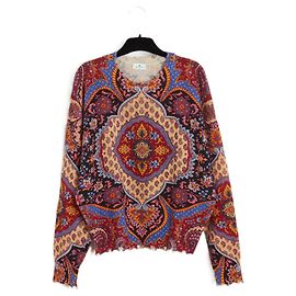 Etro 2021 Pull FR40 Paisley Bedruckter Wollpullover Top UK12 US10 Mehrfarben