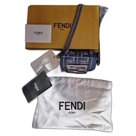 Fendi-Sac Fendi Nano Baguette-Blanc,Bleu