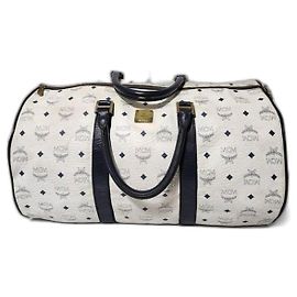Bolso de viaje de cuero vintage MCM Negro/Blanco Negro Blanco