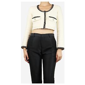 Self portrait Cream boucle cropped jacket - size S Cream