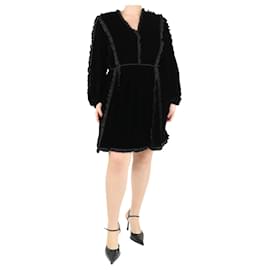 Ulla Johnson-Black velvet ruffle midi dress - size UK 16-Black