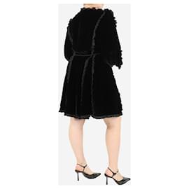 Ulla Johnson-Black velvet ruffle midi dress - size UK 16-Black