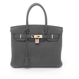 Hermès-Hermes Birkin 30 Handbag in Gray Togo Leather-Brown