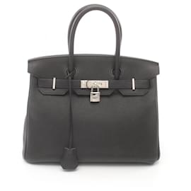 Hermès-Hermes Birkin 30 Handbag in Black Togo Leather-Black
