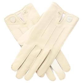 Hermès-Hermes Ivory Leather Gloves-Cream
