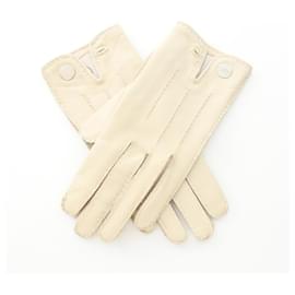 Hermès-Hermes Ivory Leather Gloves-Cream