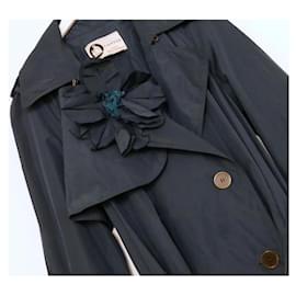 Lanvin-Lanvin Spring 2005 Corsage Flared Trench Mac Coat FR46/UK18-Blue