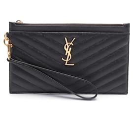 Yves Saint Laurent-Yves Saint Laurent Black Leather Clutch Bag-Black