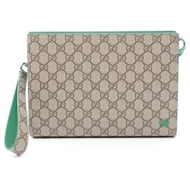 Gucci-Gucci GG Supreme Second Bag Clutch-Beige,Green
