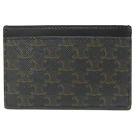 Céline-Celine Triomphe Leather Card Case-Black