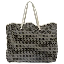 Fendi-FENDI Zucchino Canvas Tote Bag Navy Auth 94430-Navy blue