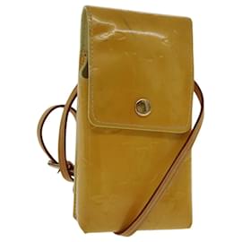 Louis Vuitton-LOUIS VUITTON Monogram Vernis Walker Shoulder Wallet Gris M91031 LV Auth ar12588-Golden