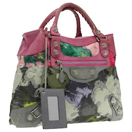 Balenciaga-BALENCIAGA Le Grand Sac à Main Briefs Soie Rose Argent 173085 Auth 95542-Argenté,Rose