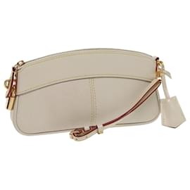 Louis Vuitton-LOUIS VUITTON Suhari Lockit Clutch Bag Couro Branco M95629 LV Auth 94716A-Branco