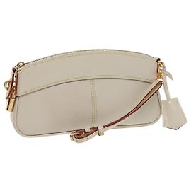 LOUIS VUITTON Suhari Lockit Clutch Bag Leather White M95629 LV Auth 94716A White