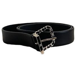 CHANEL Belts T.cm 85 Leather Black