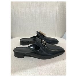 Hermès HERMES Flats T.EU 38 Leather Black