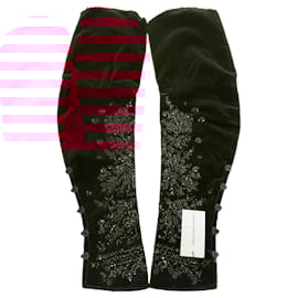Dries Van Noten-Dries van Noten Red Velvet Beaded Sleeves-Red