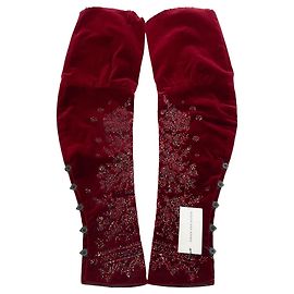 Rote Samt-Perlenärmel von Dries van Noten Rot