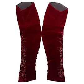 Dries Van Noten-Dries van Noten Red Velvet Beaded Sleeves-Red