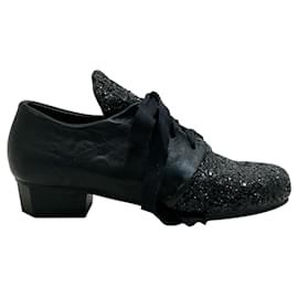 Autre Marque-Inscrire by Devrandecic Black Glitter Lace Up Shoes-Black