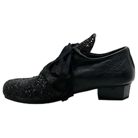 Autre Marque-Inscrire by Devrandecic Black Glitter Lace Up Shoes-Black