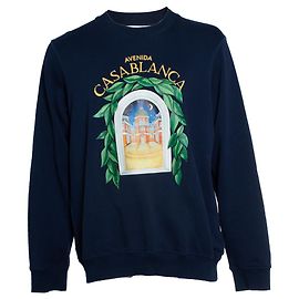 Casablanca, blauer Rundhals-Pullover mit Druck Blau