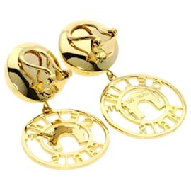 Céline-Celine Arc de Triomphe Motif Clip Earrings-Golden