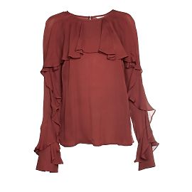 Veronica Beard, Rüschenshirt in Rostfarbe Braun Rot
