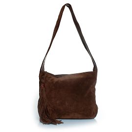 Chanel, Brown suede CC logo tote bag with tassel Brown