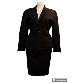 Thierry Mugler Black Wool Skirt Suit Black