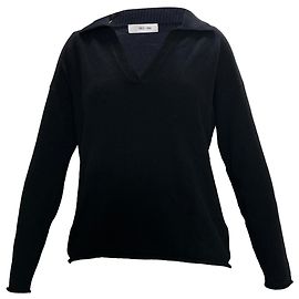 Pull col V à col en laine noire Iris & Ink Noir
