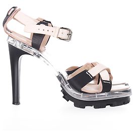 Céline Sandálias de tiras no tornozelo Celine Cross Platform em couro branco e plexiglass Branco Cru