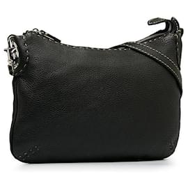Fendi-Sac à épaule en cuir Selleria de Fendi-Noir