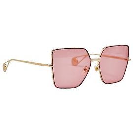Gucci GG Logo Sunglasses Red Gold Red