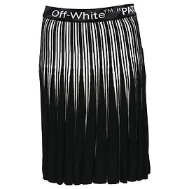 Off White Saia plissada com logo Off-White em viscose preta Preto