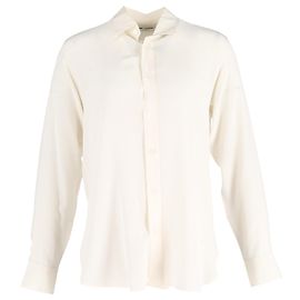 Camicia con bottoni Saint Laurent in seta bianca Bianco Crudo