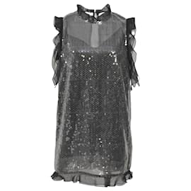 Sacai-Sacai Sequined Sleeveless Top in Grey Nylon Polyester-Grey