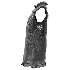 Sacai-Sacai Sequined Sleeveless Top in Grey Nylon Polyester-Grey