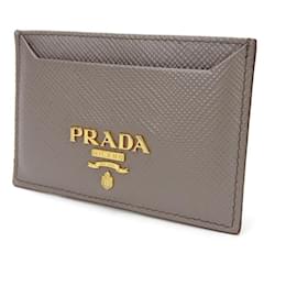 Prada-Prada Saffiano Card Case Gray-Grey