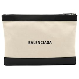 Balenciaga-Balenciaga Canvas/Leather Clip Clutch Bag-Black