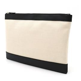 Balenciaga-Balenciaga Canvas/Leather Clip Clutch Bag-Black