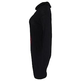 Alexander Mcqueen- Alexander Mcqueen Safety Pin Print Mini Sweater Dress in Black Wool-Black