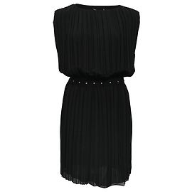 Vestido mini plisado de Saint Laurent en seda negra Negro